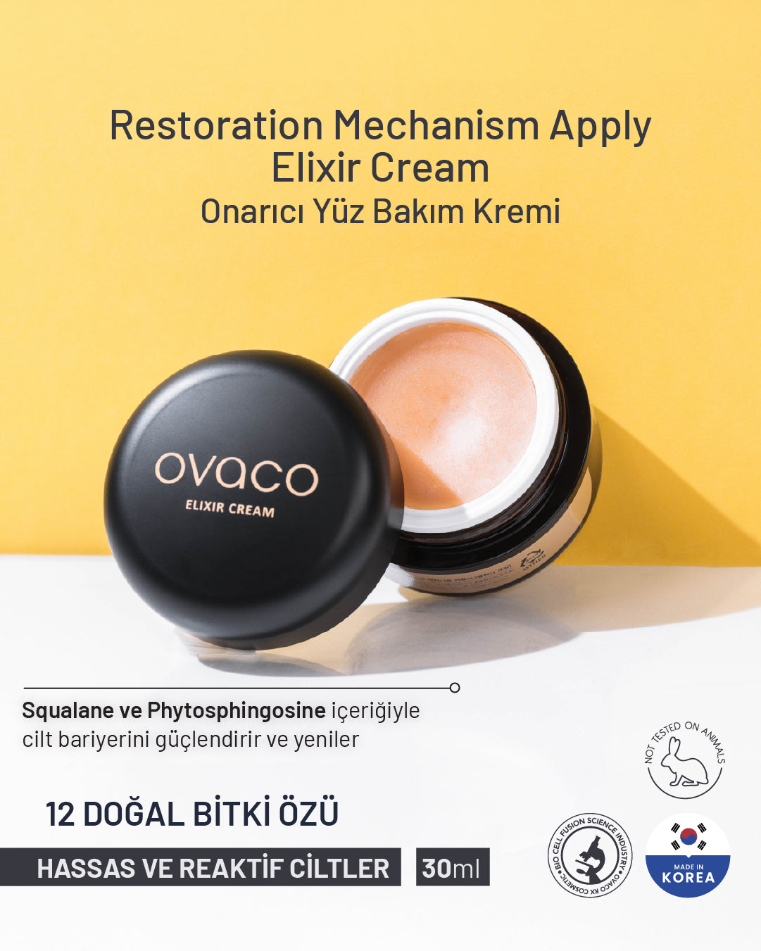 Ovaco Restoration Mechanism Apply Elixir Cream | 30 ml | Onarıcı Yüz Bakım Kremi