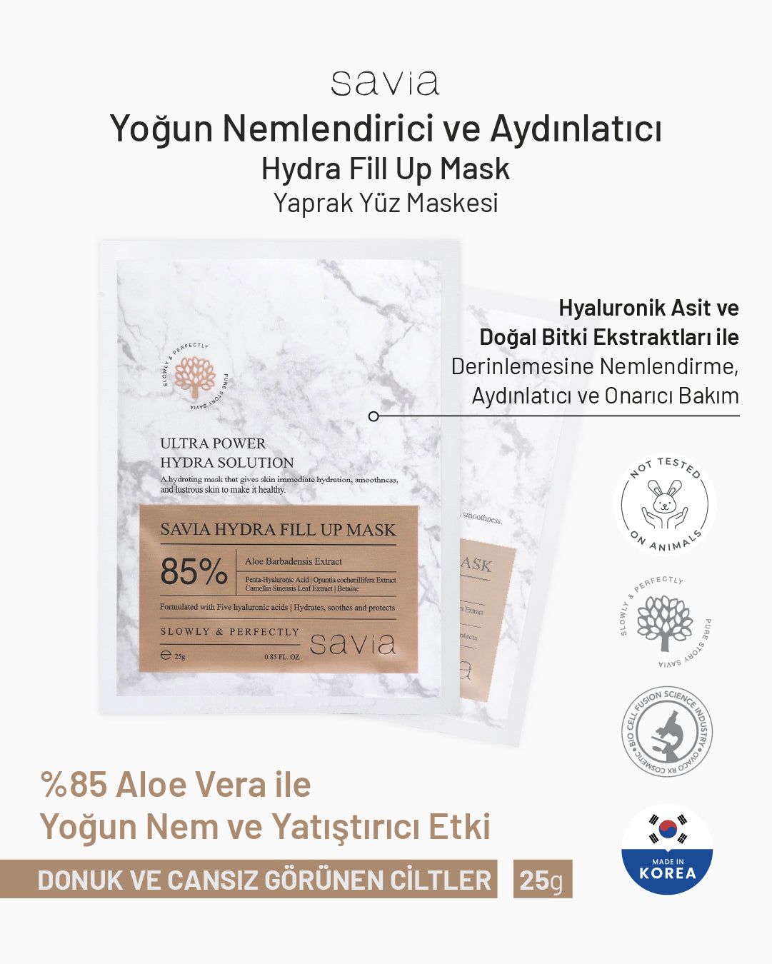 Savia Yoğun Nemlendirici ve Aydınlatıcı Yaprak Maske- Hydra Fill Up Mask