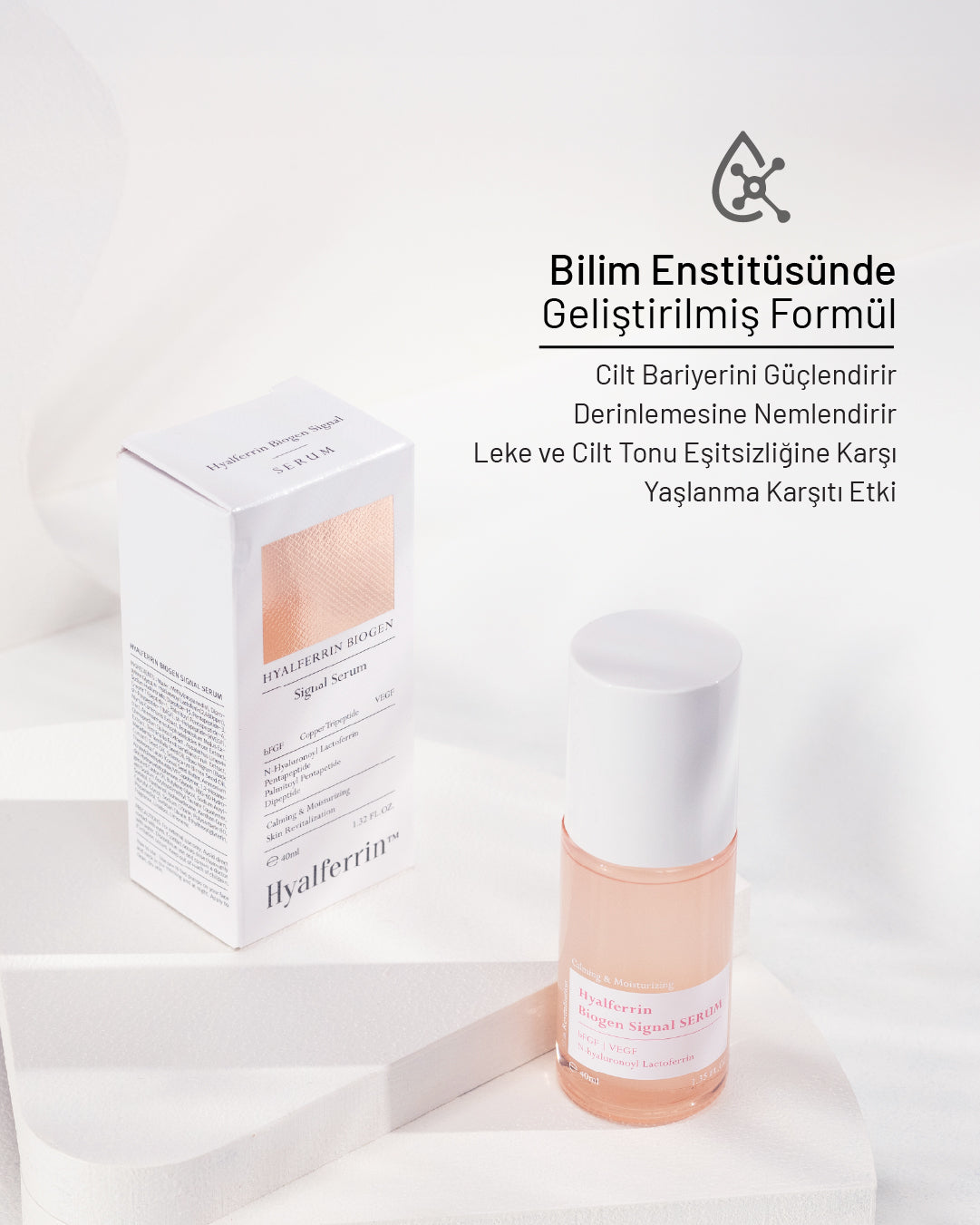 Hyalferrin Biogen Signal Serum | 40 ml | Hassas ve Tüm Ciltler İçin Laktoferrin ve Hyaluronik Asit Bazlı Nemlendirici ve Bariyer Onarıcı Serum