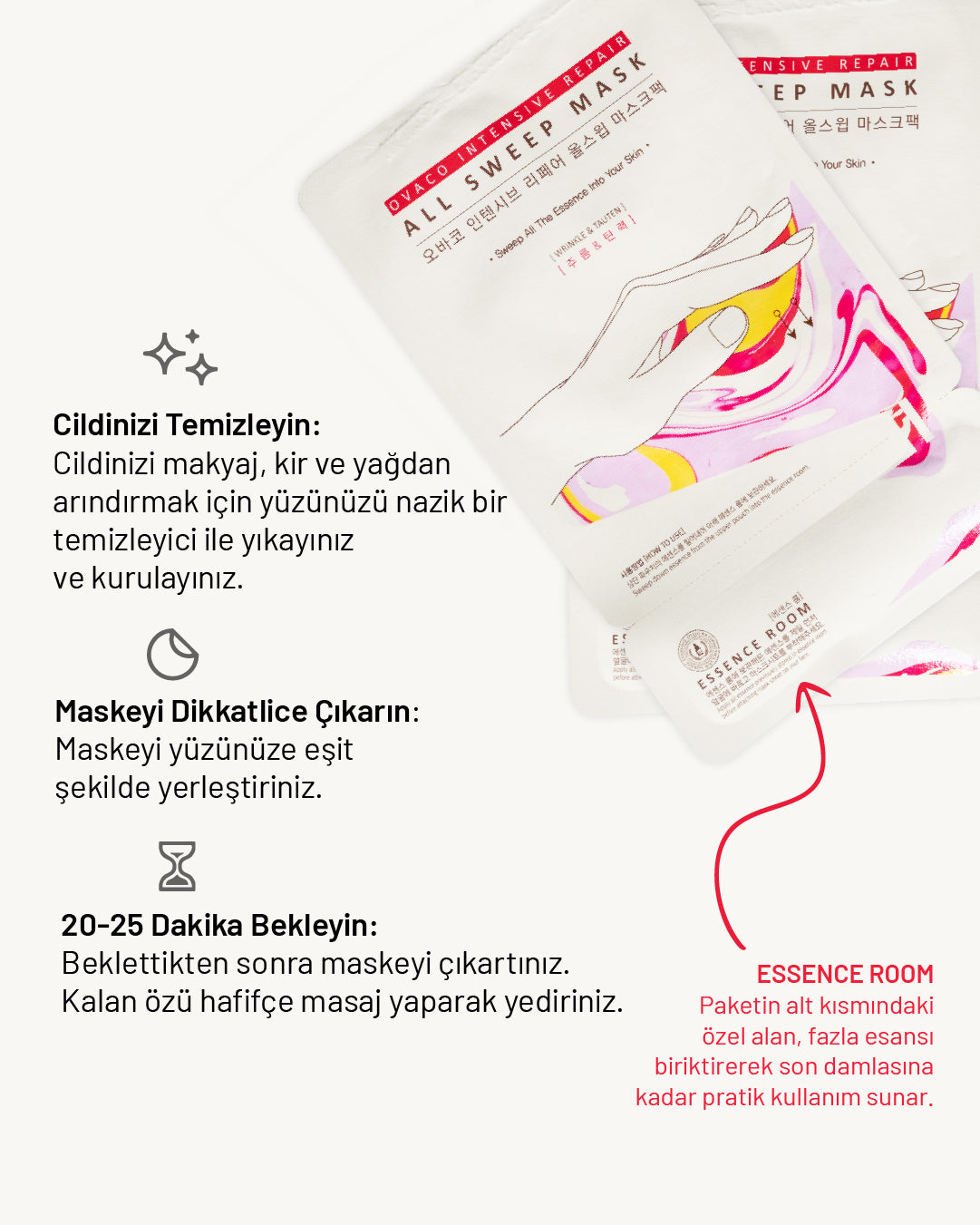Ovaco Onarıcı ve Kırışıklık Karşıtı Yaprak Maske |Gençleştirici Bakım | Intensive Repair | Sweep Mask