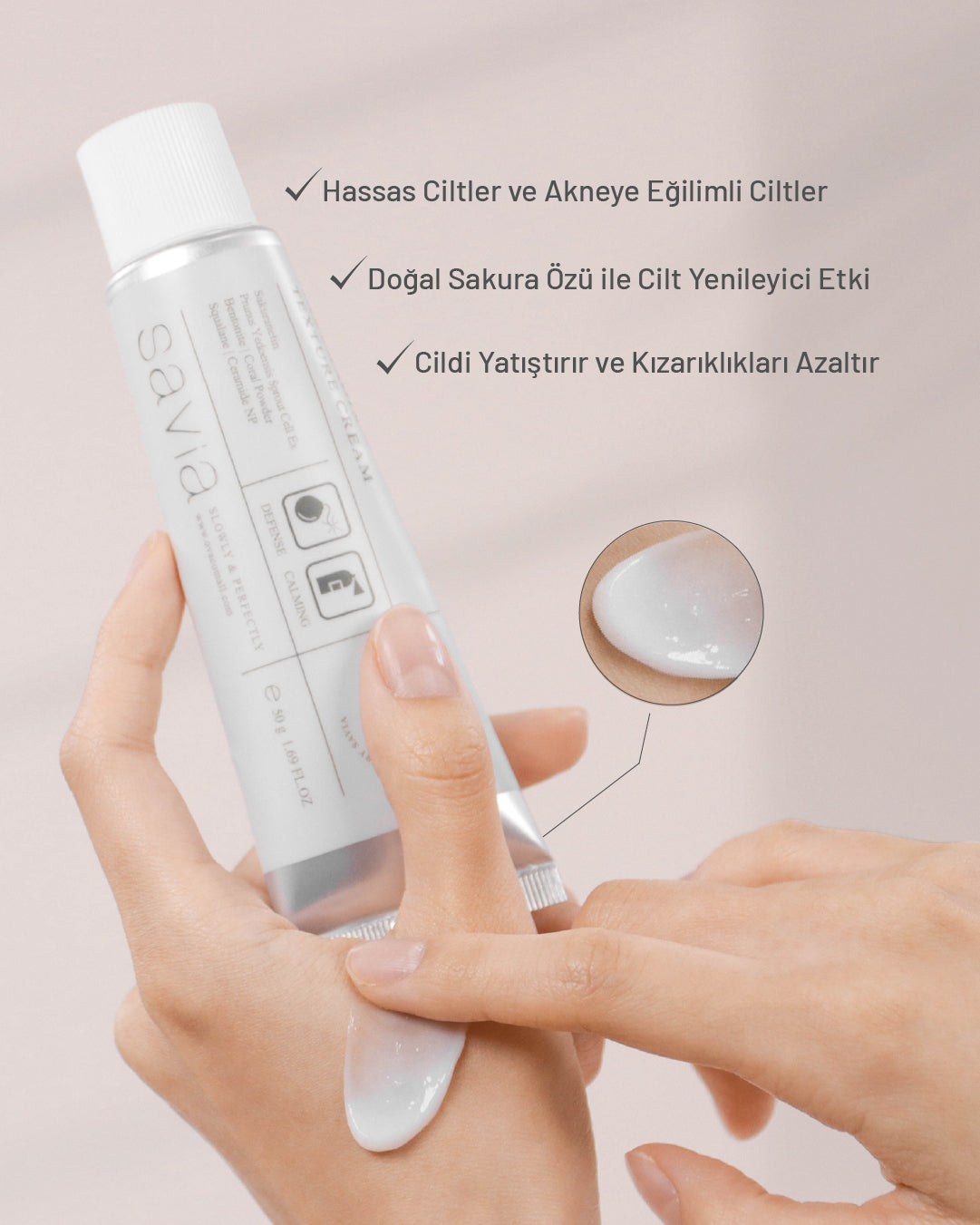 SAVIA Sakuradin Texture Yüz Kremi | Yoğun Nemlendirici & Cilt Onarıcı Krem | 50 gr