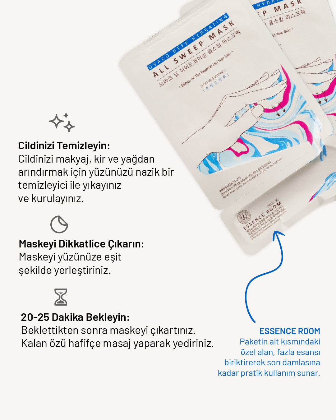 Ovaco Nemlendirici ve Yatıştırıcı Yaprak Maske | Deep Hydrating | All Sweep Mask