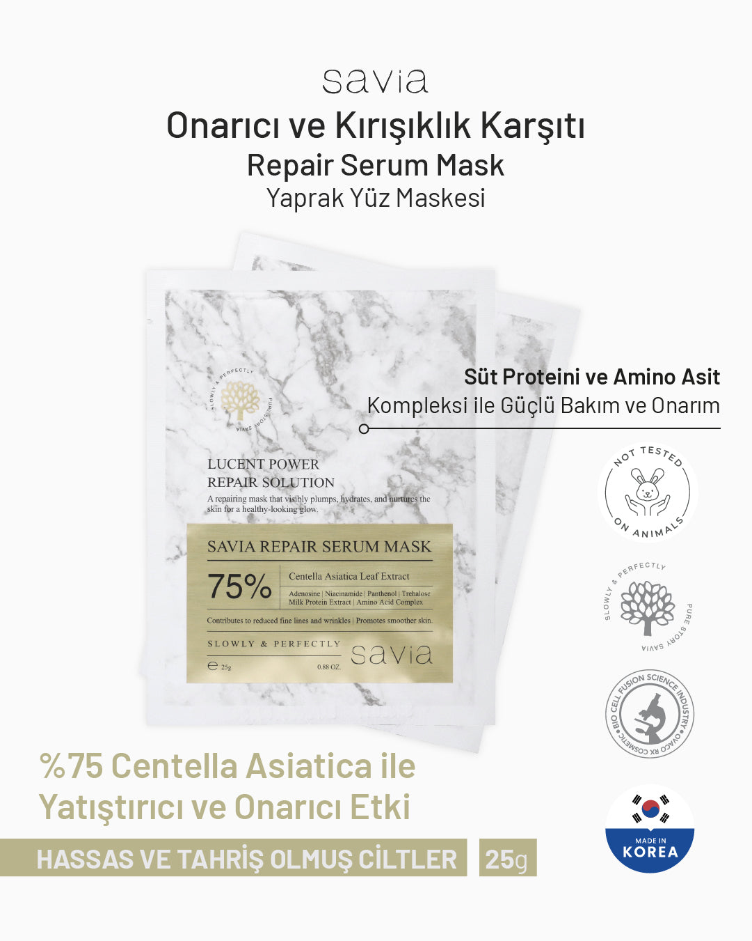Savia Onarıcı ve Kırışıklık Karşıtı Yaprak Yüz Maskesi | Repair Serum Mask