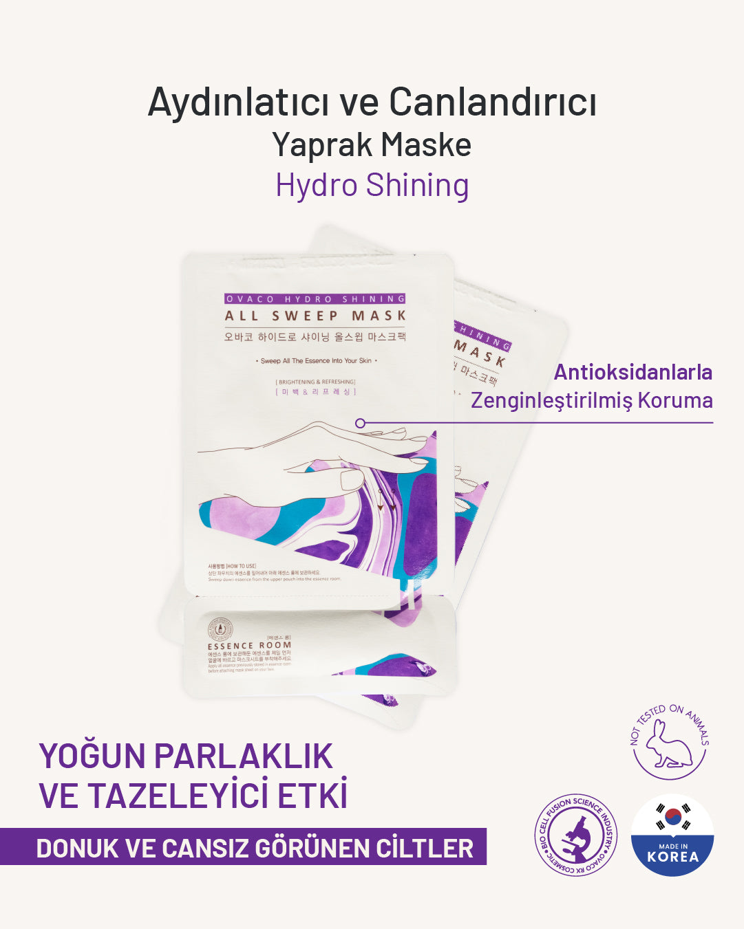 Ovaco Aydınlatıcı ve Canlandırıcı Yaprak Yüz Maskesi | Hydro Shining